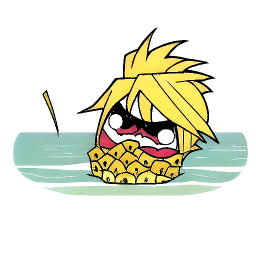 angry pineapple coming out of the sea tattoo design idea