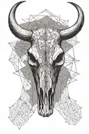 geometric bull skull tattoo design idea