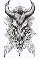 geometric bull skull tattoo design idea