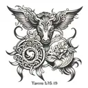 Taurus main detail, Pisces second, Libra Third tattoo design idea