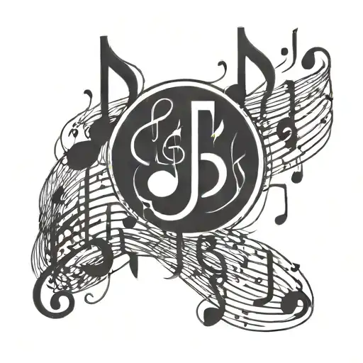 music notes, communist revolution, minimal, thin lines, kadinsky tattoo design idea