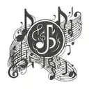 music notes, communist revolution, minimal, thin lines, kadinsky tattoo design idea