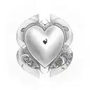 It's a symbol of a heart with a red circle around it, inside of the heart there is a white cross, the red circle has a s tattoo design idea