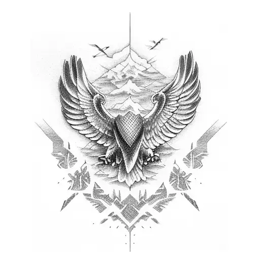 eagle wings on hand tattoo design idea