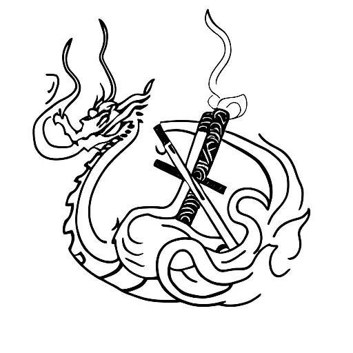 smoking dragon  tattoo design idea