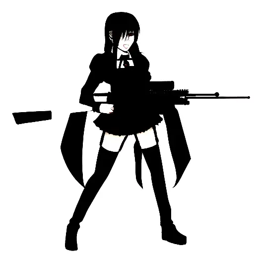 gothic ethereal emo bloody grown anime with .50 cal rifle tattoo design idea