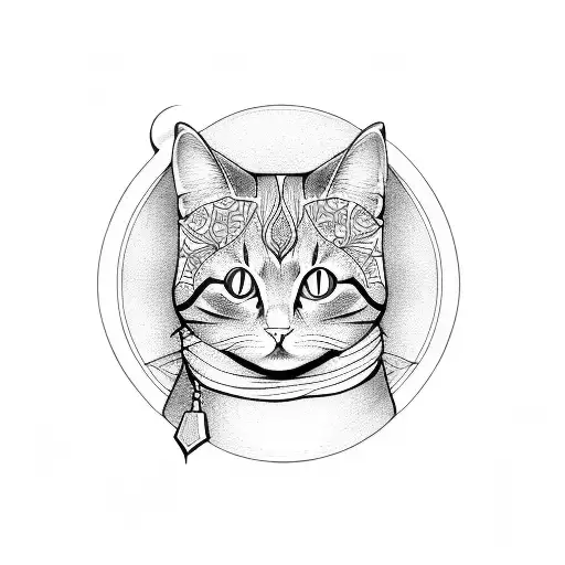 one line  cat tattoo design idea