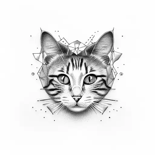 one line  cat tattoo design idea