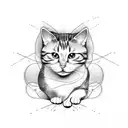 one line  cat tattoo design idea