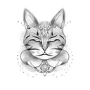 one line  cat tattoo design idea