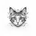 one line  cat tattoo design idea