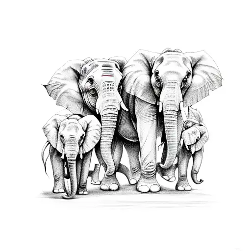elephants surrounded by cempasúchil tattoo design idea