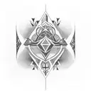 A bold blackwork tattoo showcasing the fusion of avant garde and Christian symbolism tattoo design idea