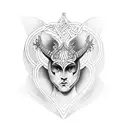 A bold blackwork tattoo showcasing the fusion of avant garde and Christian symbolism tattoo design idea