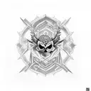 A bold blackwork tattoo showcasing the fusion of avant garde and Christian symbolism tattoo design idea