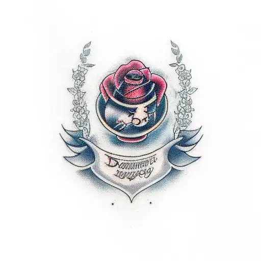 name of Danny Ursitti with a rose and fingerprints tattoo design idea