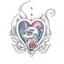 name of Danny Ursitti with a rose and fingerprints with the dates June 1995 - March 2023 tattoo design idea