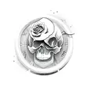 skull clock rose sand timer sleeve  tattoo design idea