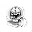 skull clock rose sand timer sleeve  tattoo design idea