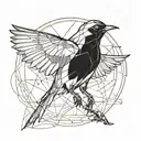 Robin mid-flight. outline only. abstract. no shading tattoo design idea