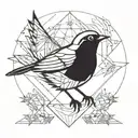 Robin mid-flight. outline only. abstract. no shading tattoo design idea