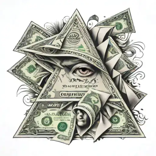 dollar folded into a triangle tattoo design idea