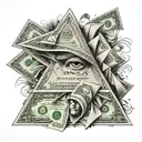 dollar folded into a triangle tattoo design idea