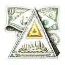 dollar folded into a triangle tattoo design idea