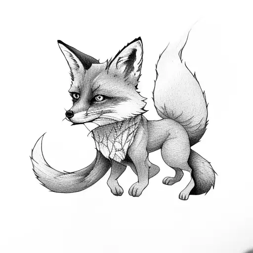 little prince with fox tattoo design idea