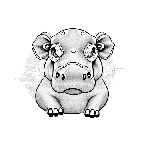 Hippo with Electric Guitar tattoo design idea