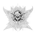 A motorhead logo merged with a snake from Metallica's black album, with intricate dotwork patterns tattoo design idea