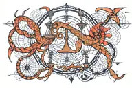 An abstract geometric design incorporating both the Libra scales and a scorpion silhouette tattoo design idea