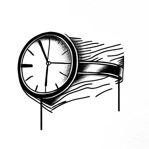 half  is a watch other half is a compas and they are both broken in opposite corners tattoo design idea