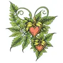 fern leaf with two hearts intertwined tattoo design idea