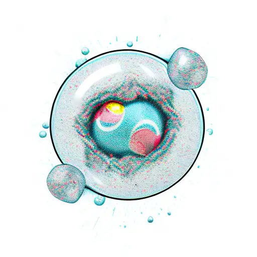 cracked spherical lollipop with leacking gum inside out tattoo design idea