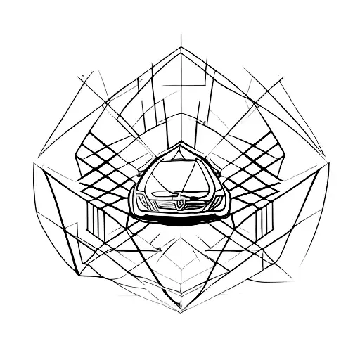 car related artwork withing a triangle  tattoo design idea