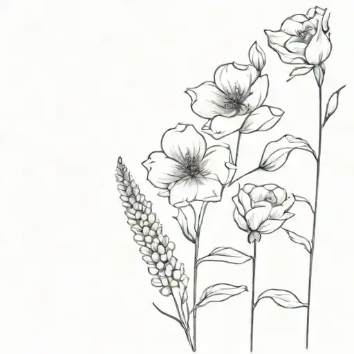 birth flowers July August February March October  tattoo design idea