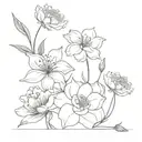 Birth Flower Bouquet July August February March October tattoo design idea