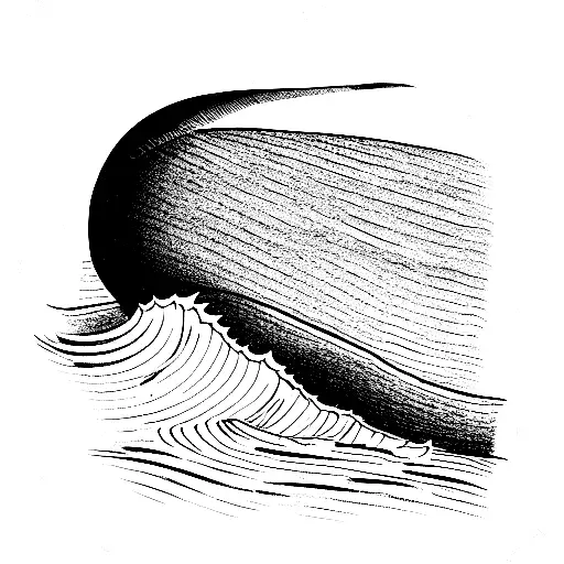 tall sea rock in the harsh sea being hit by a wave from the back tattoo design idea
