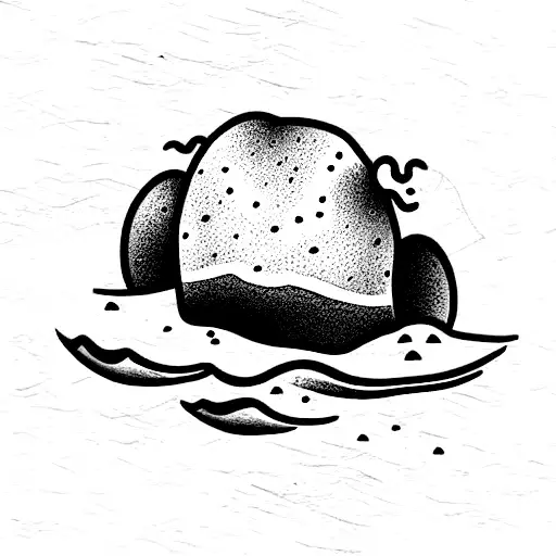 sea boulder in the harsh sea tattoo design idea