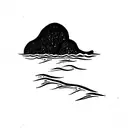sea rock in the harsh sea tattoo design idea