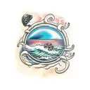 sea boulder in the harsh sea tattoo design idea
