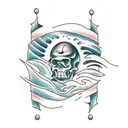 sea boulder in the harsh sea tattoo design idea
