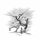 tiger climbing cherry blossom tree tattoo design idea