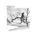 tiger climbing cherry blossom tree tattoo design idea