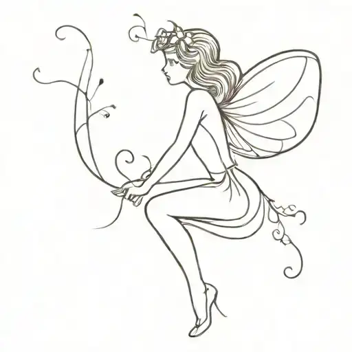 silhouette of a fairy with wings tattoo design idea