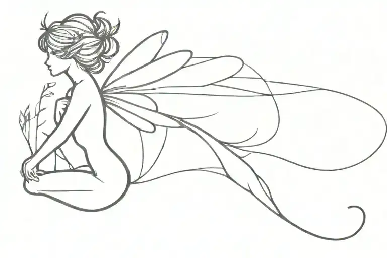 the silhouette of a fairy tattoo design idea