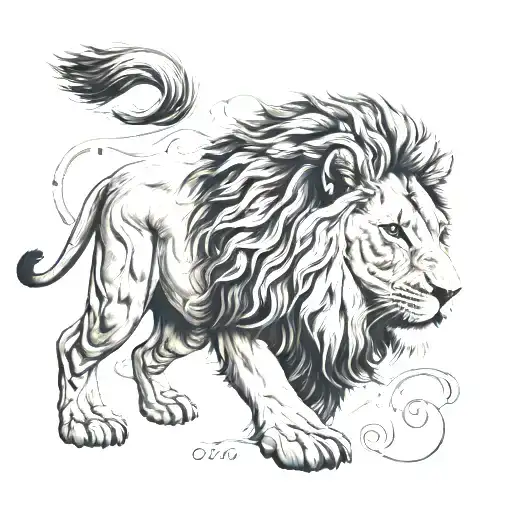 19 number into lion  tattoo design idea