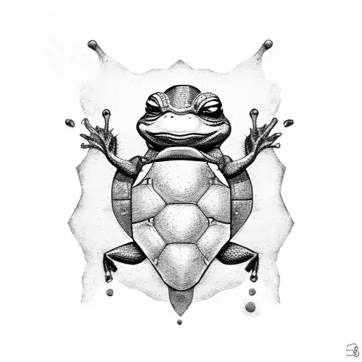 The Ninja Turtle Michealangilo holding a tiny frog tattoo design idea