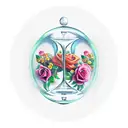 hourglass with roses memento mori tattoo design idea